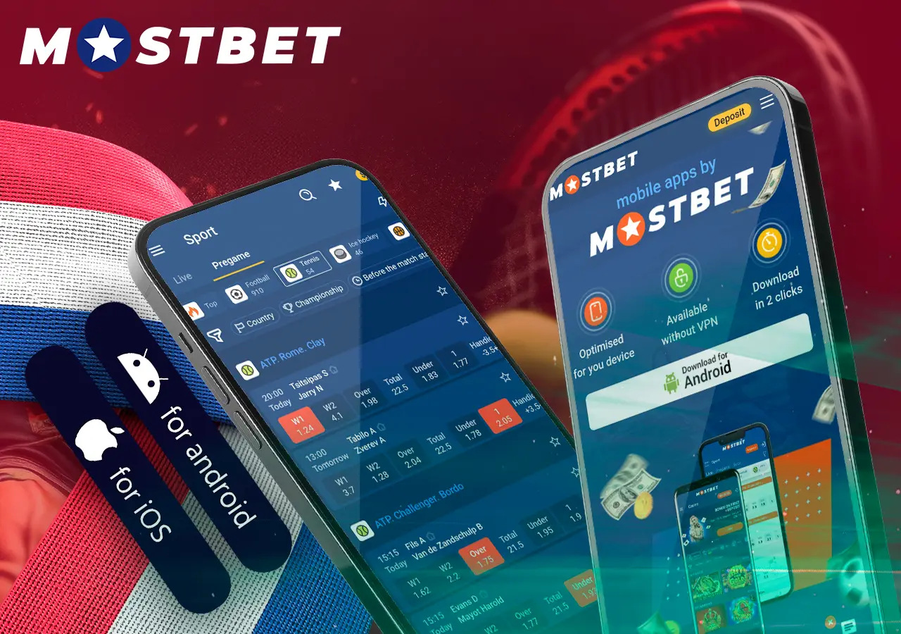Place bets on tennis in the mobile application from Mostbet